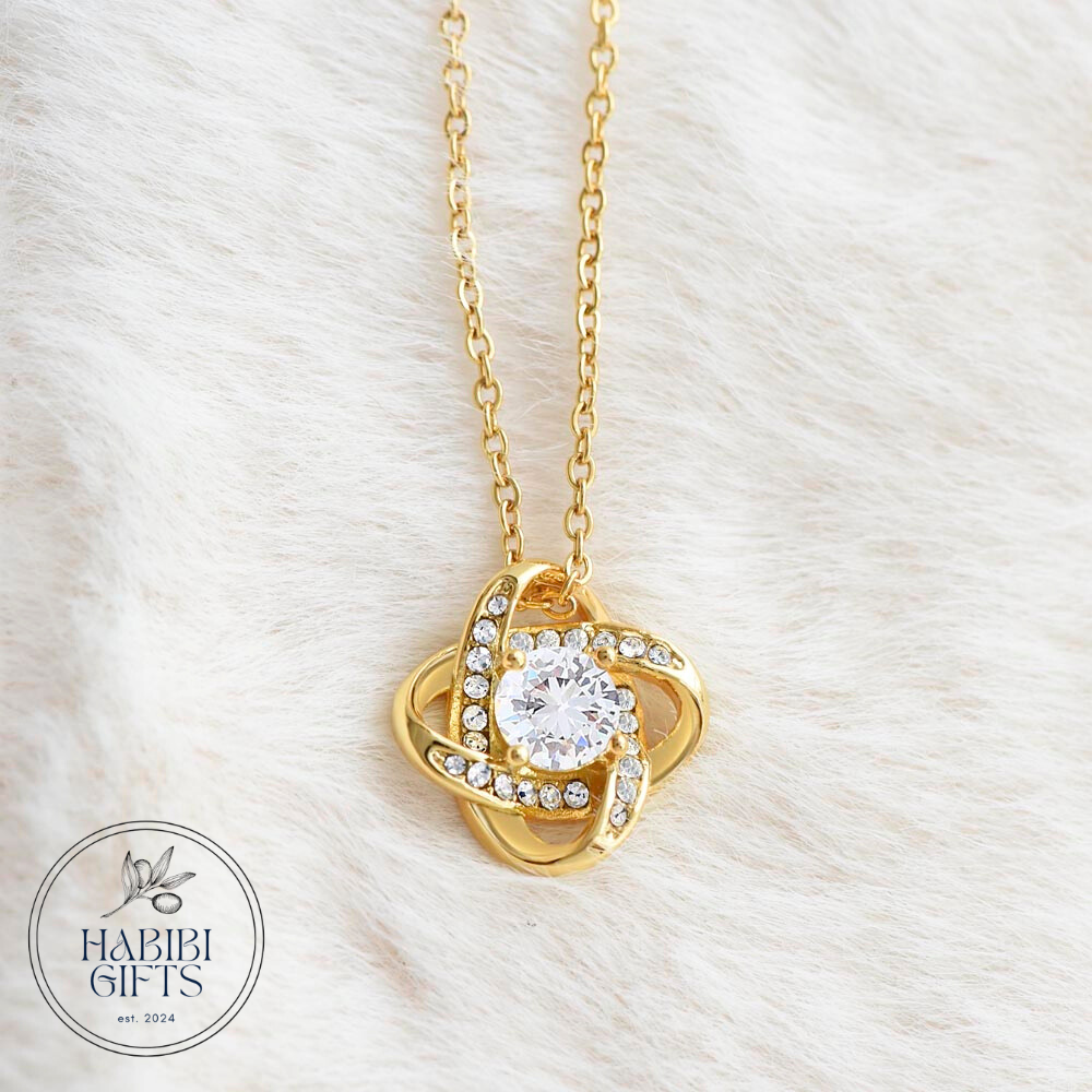 Eid Mubarak Love Knot Necklace - Roses