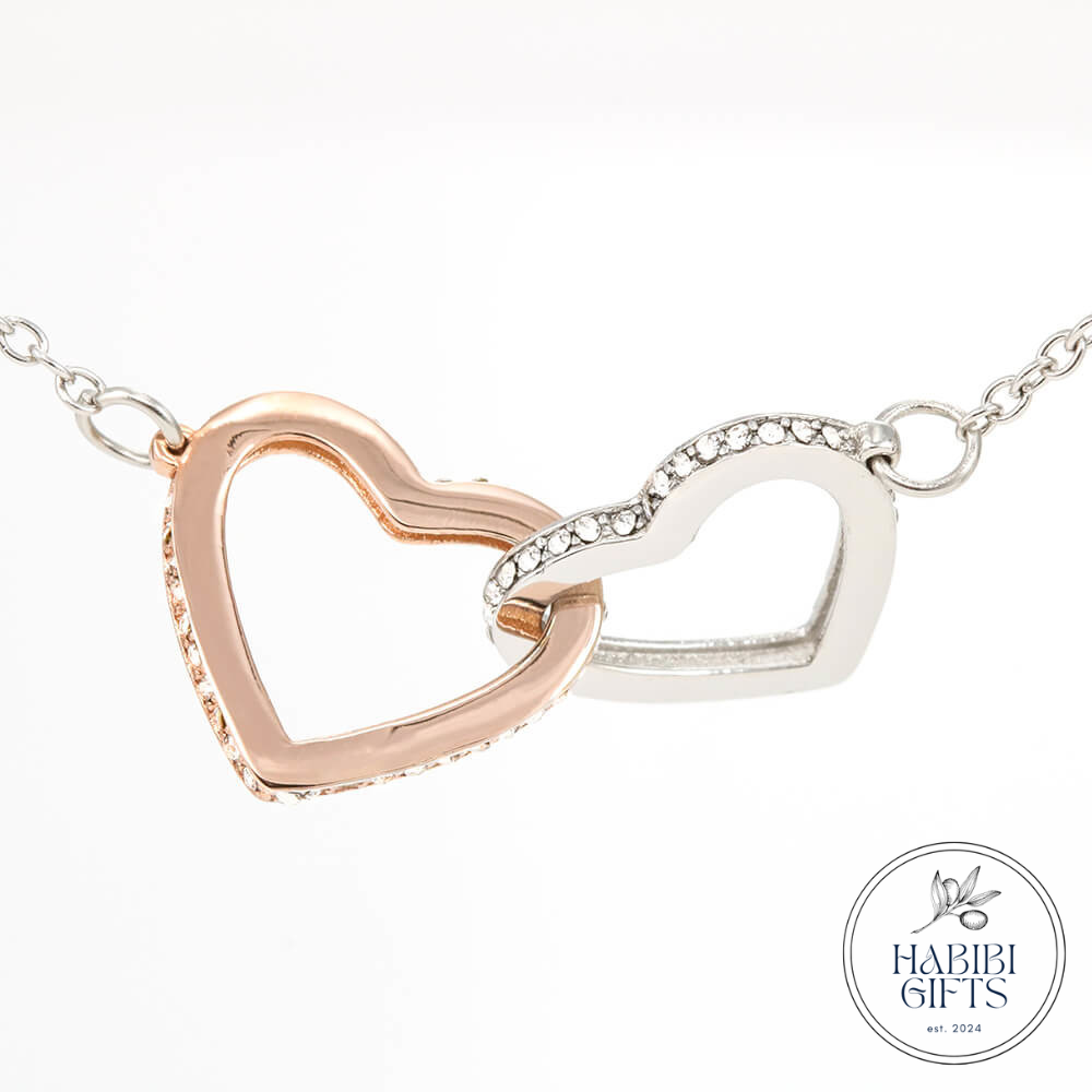 Eid Mubarak Double Hearts Necklace - Roses