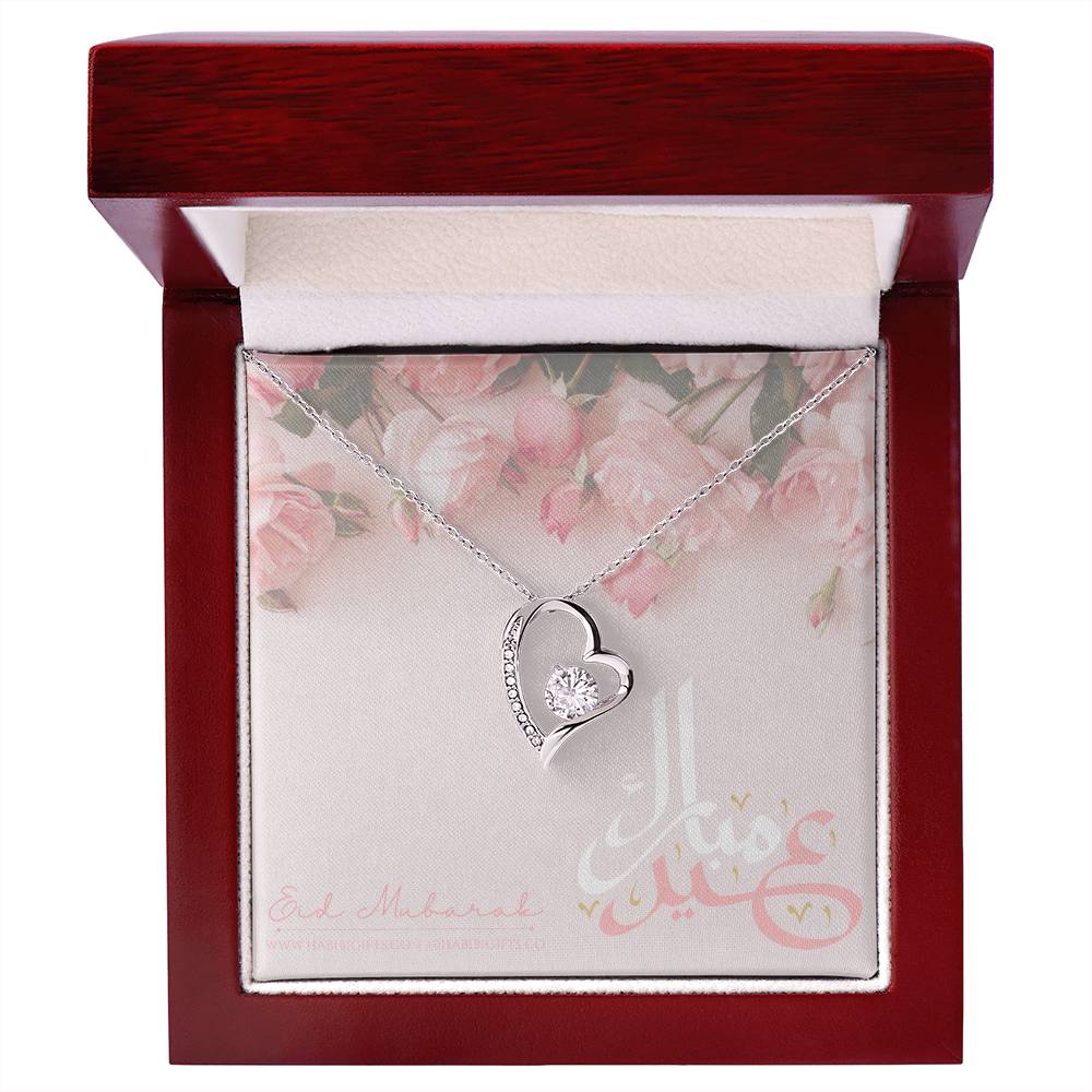Eid Mubarak Heart Necklace - Roses