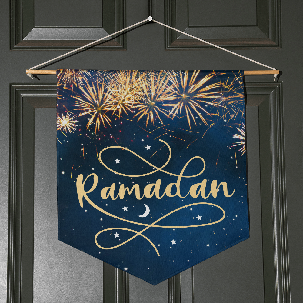 Ramadan Wall Pennant - Gold Fireworks